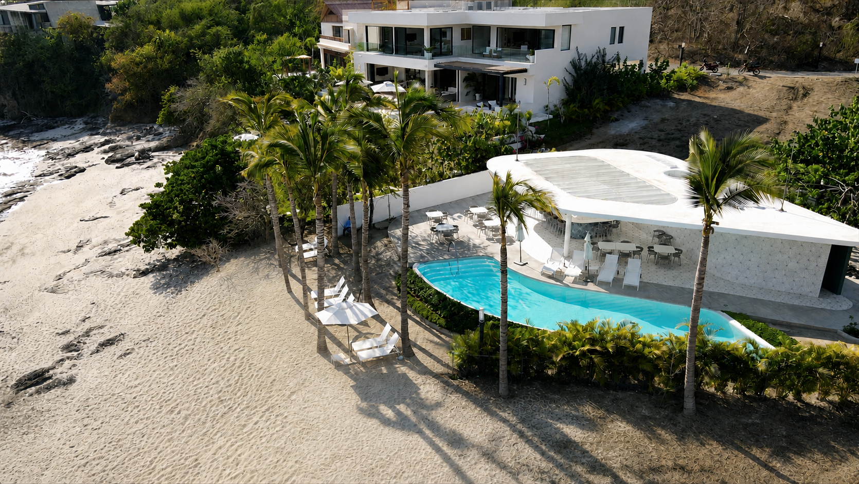 Beach Club next door to Casa Todos Juntos, with a beachfront pool and terrace