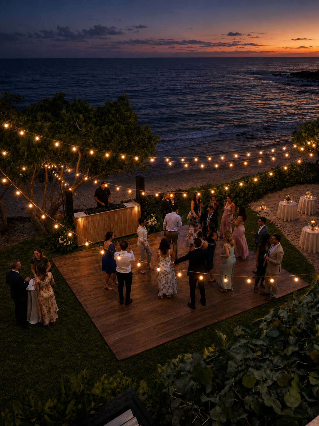 Concept rendering of a DJ and dancing on the oceanfront lawn